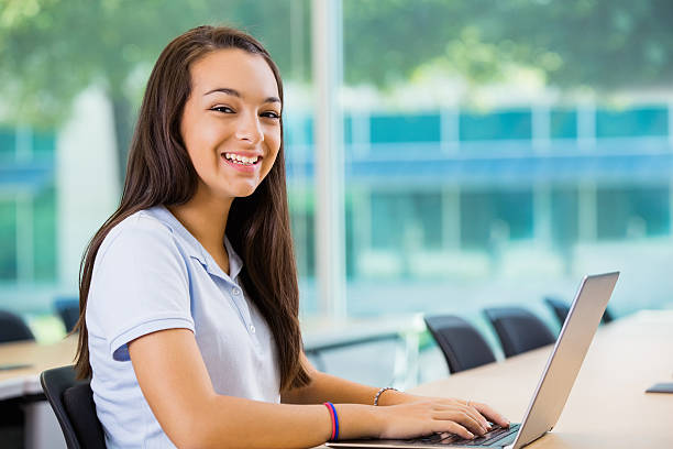 Student working on laptop